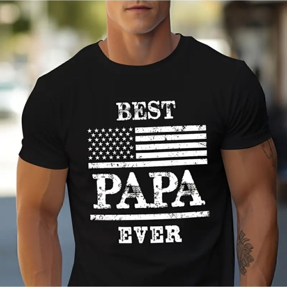 Unique T-Shirt Vibrant Graphic Print Best Dad Ever Size